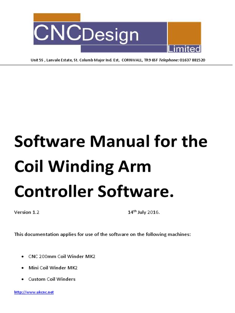 CNCDesign Coil Winder Software Manual V1 2 PDF PDF Electric Motor