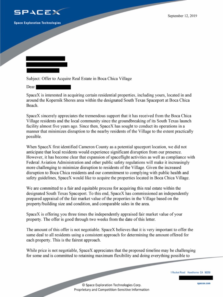 Boca Chica Village Offer Letter
