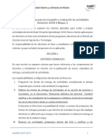 Criterios Generales para La Recepción y Evaluación de Actividades