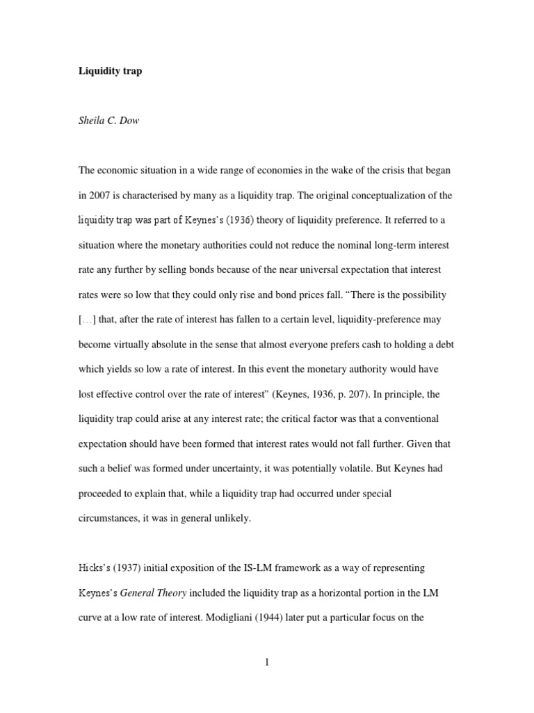 Liquidity Trap | PDF | Keynesian Economics | John Maynard Keynes