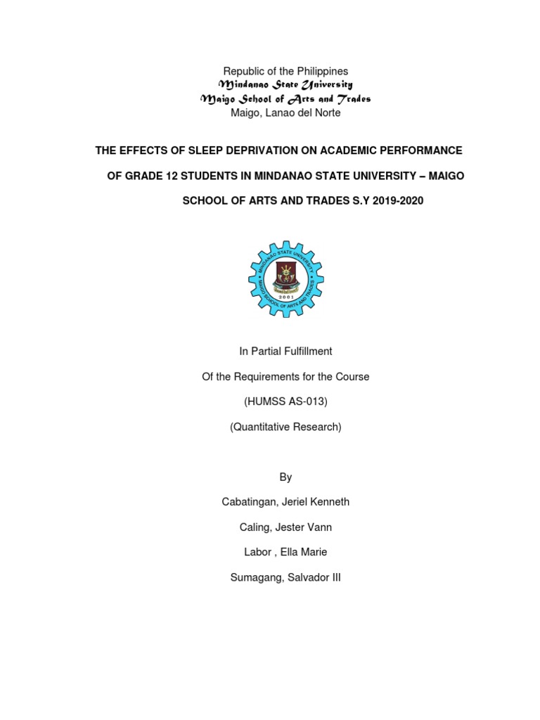 Sleep Deprivation's Impact on Grade 12 Performance | PDF | Sleep ...
