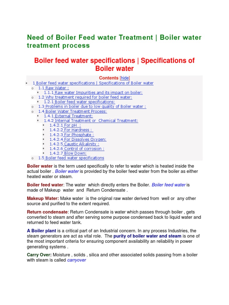 Need of Boiler Feed Water Treatment Boil PDF Water Treatment Boiler