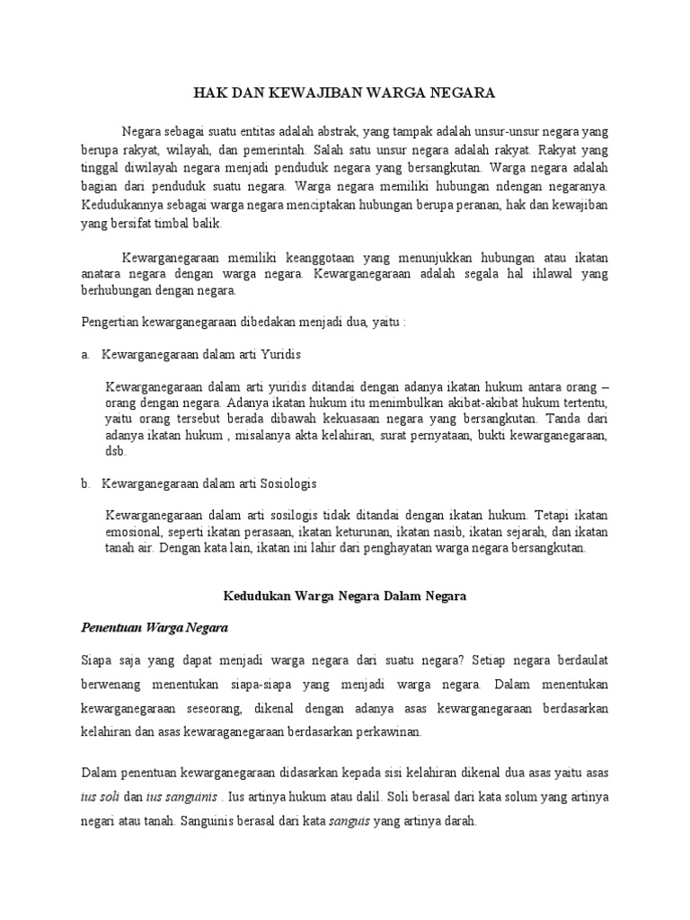Makalah Hak Dan Kewajiban Warga Negara