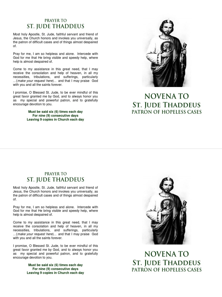 Novena To ST Jude Thaddeus Christian Worship And Liturgy Religious