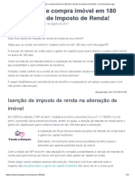 Isento de IR na venda e compra de imóvel em até 180 dias