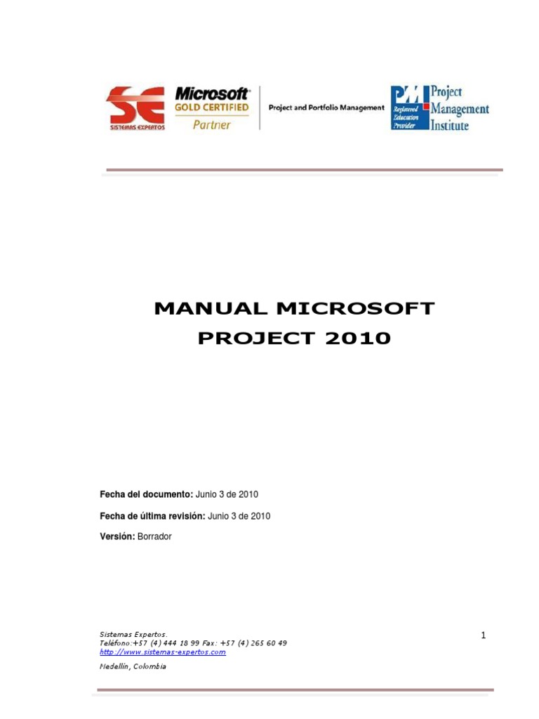 Manual Microsoft Project 2010 PDF | PDF | Microsoft | Ventana (informática)