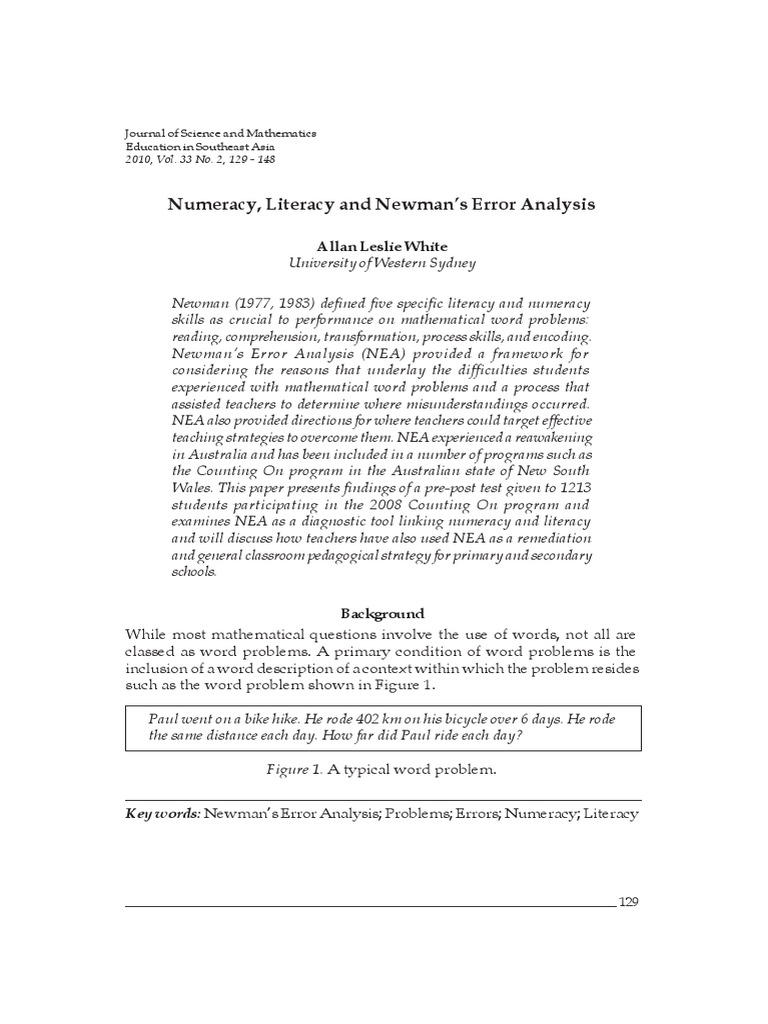 Newman Error Analysis PDF | PDF | Reading Comprehension | Teachers