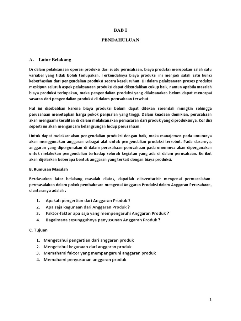 Makalah Penyusunan Anggaran Produksi