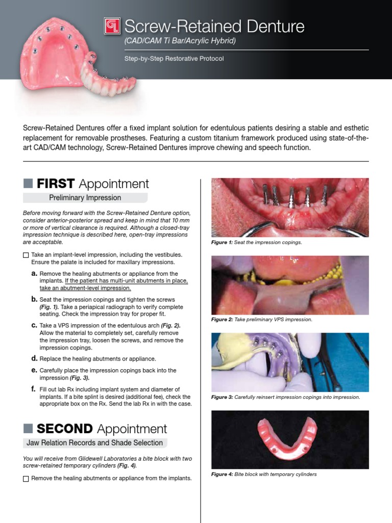 Dental Implants Denture Screw Retained Restorative Protocol | PDF ...