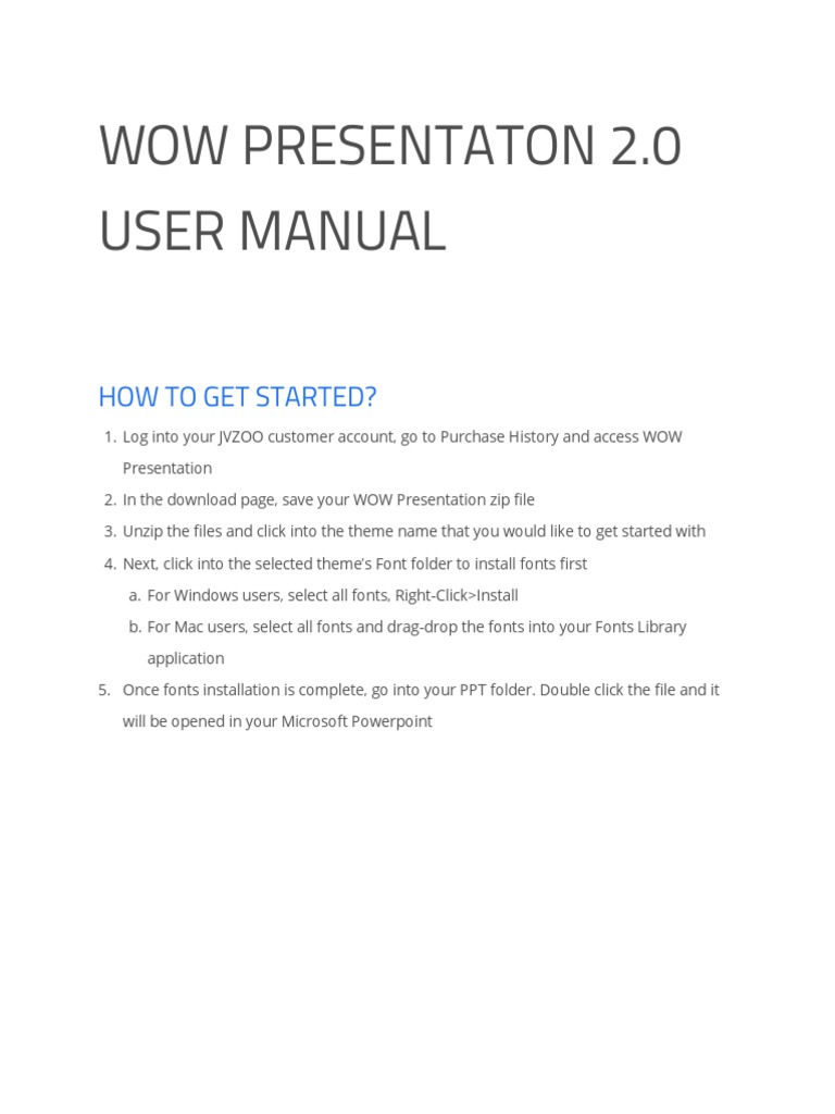WOW Presentation 2.0 User Manual Guide | PDF | Microsoft Power Point ...