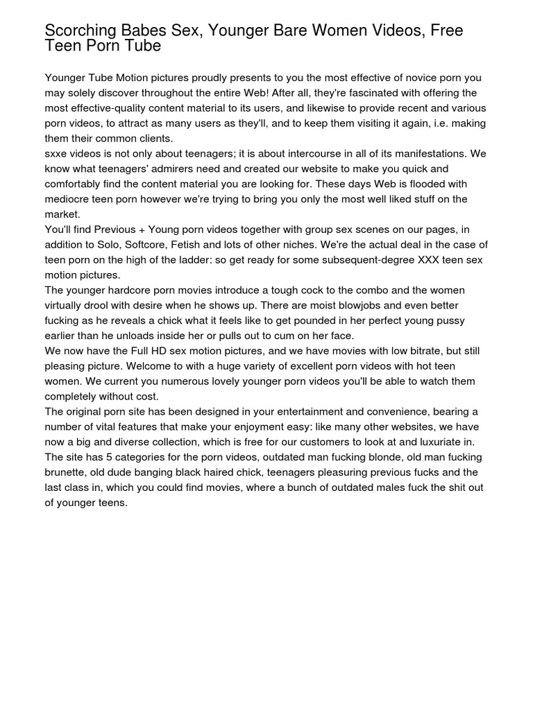 Scorching Babes Sex, Younger Bare Women Videos, Free Teen Porn Tube PDF