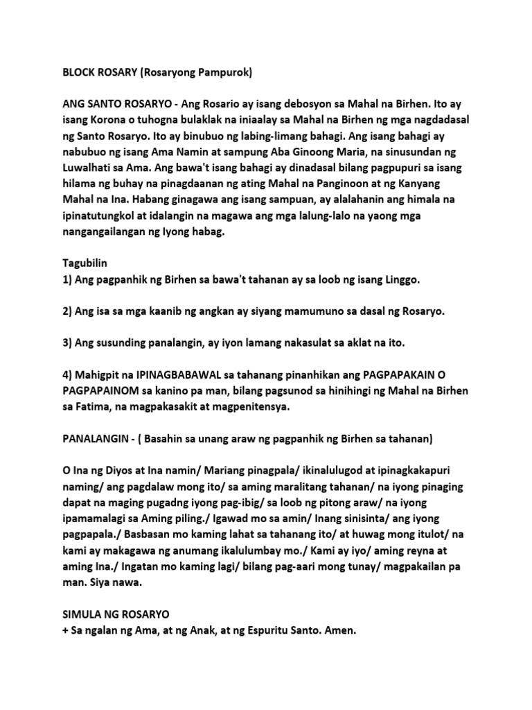 Block Rosary PDF