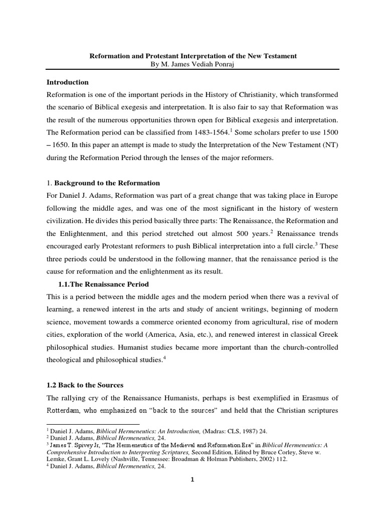 Reformation's Impact on New Testament Interpretation | PDF | New ...