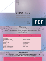 Dialog Texts: Thanking and Apologizing Greeting and Leave Taking