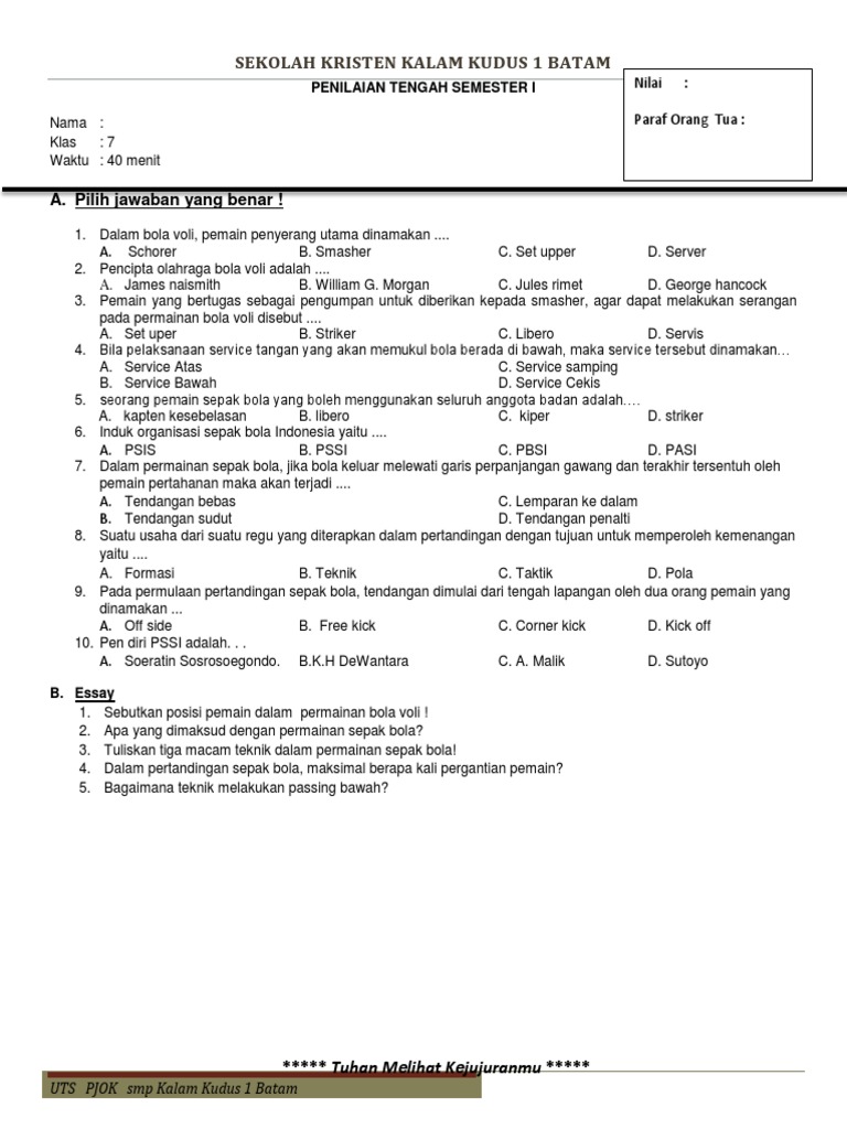 Soal essay bola voli dan jawaban 05 picture