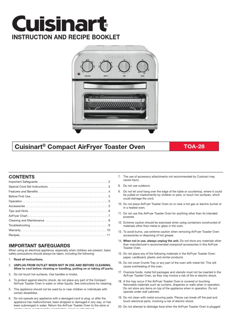 INSTRUCTION AND RECIPE BOOKLET Cuisinart® AirFryer Toaster Oven and Grill, image size:768x1024