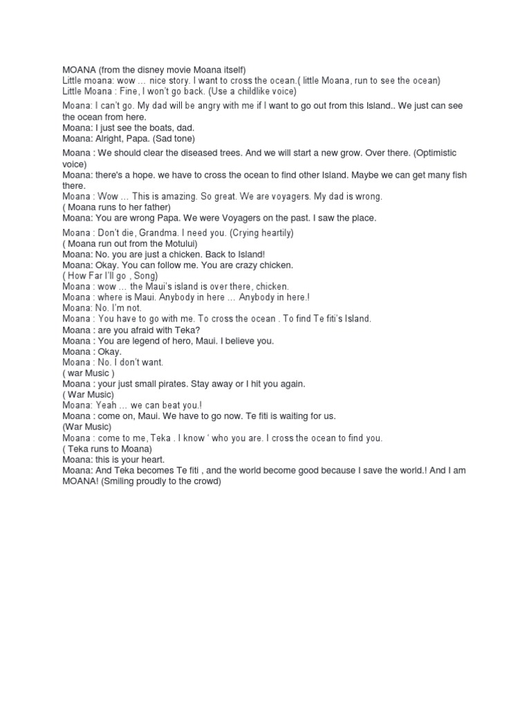 Moana Script Pdf