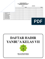 Daftar Hadir Siswa Yanbu'a Kelas II A