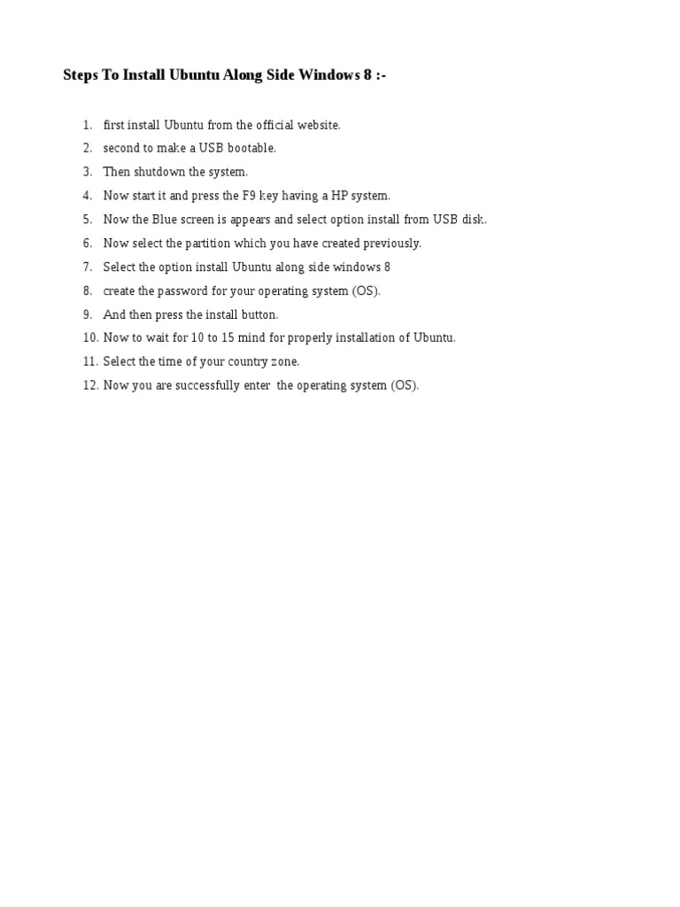 Steps To Install Ubuntu Along Side Windows 8 | PDF | Installation ...