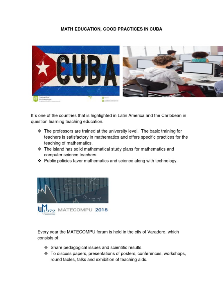 Math, Good Practices en Cuba | PDF | Teaching Mathematics | Science