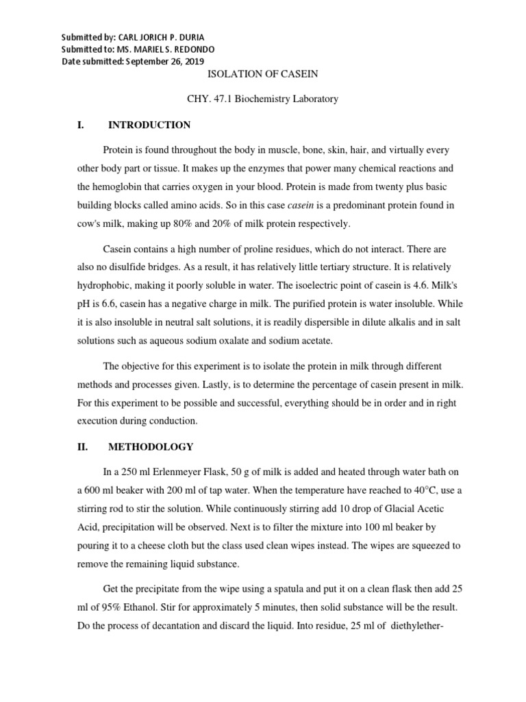 Isolation of Casein | PDF | Proteins | Solubility