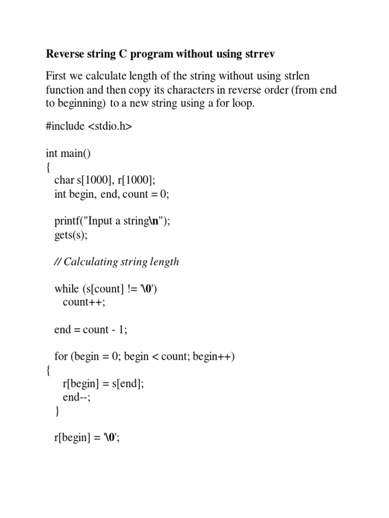 Reverse String C