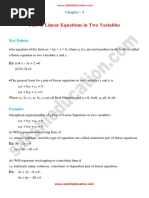 Pair of Linear Equations in Two Variables: Key Points