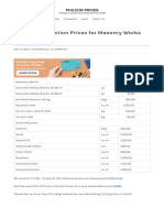 List of Construction Prices For Masonry Works Philippines - PHILCON PRICES PDF