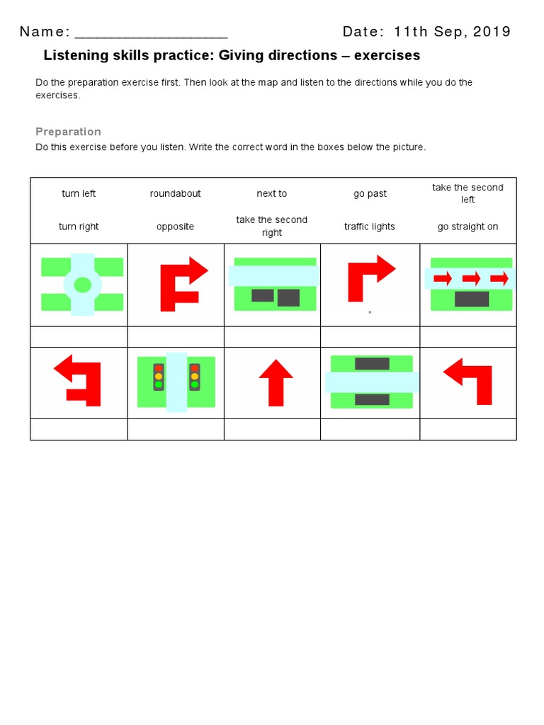 Directions Practice Exercises | PDF | Human Communication | Education ...