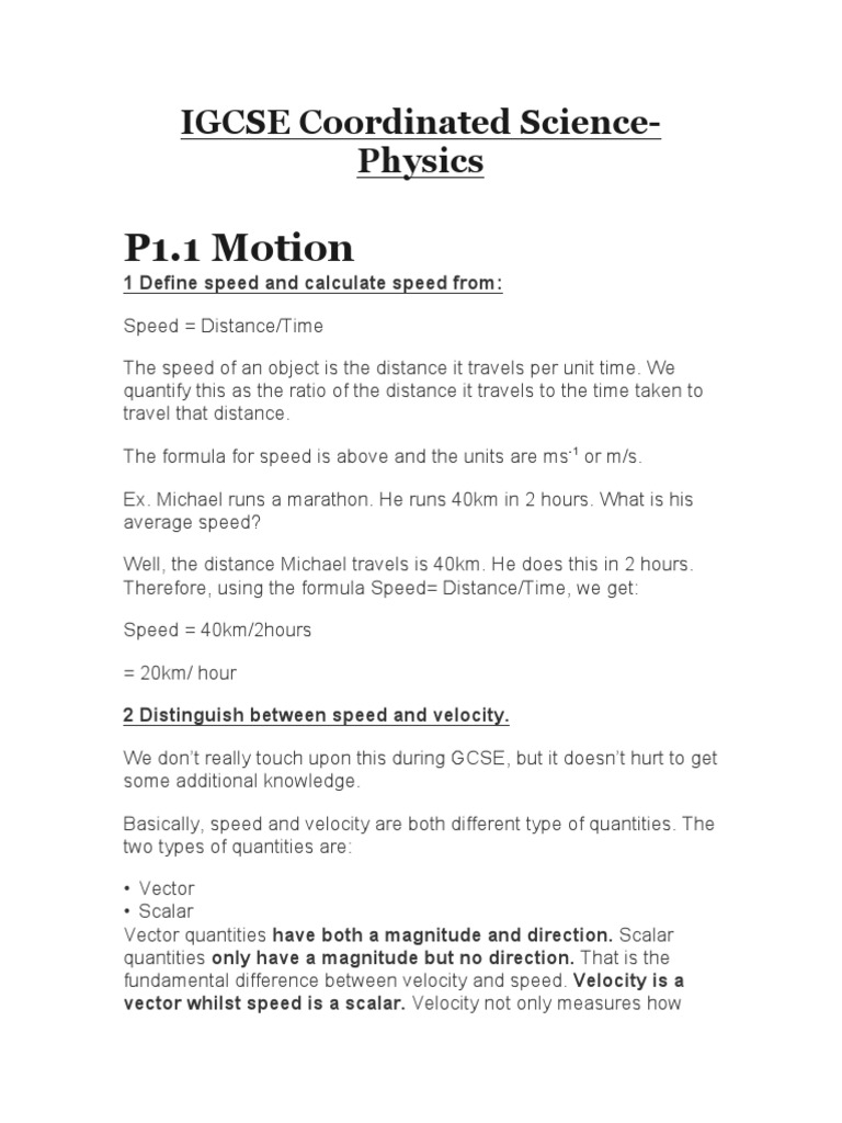 IGCSE Physics: Motion and Forces Overview | PDF | Evaporation | Waves