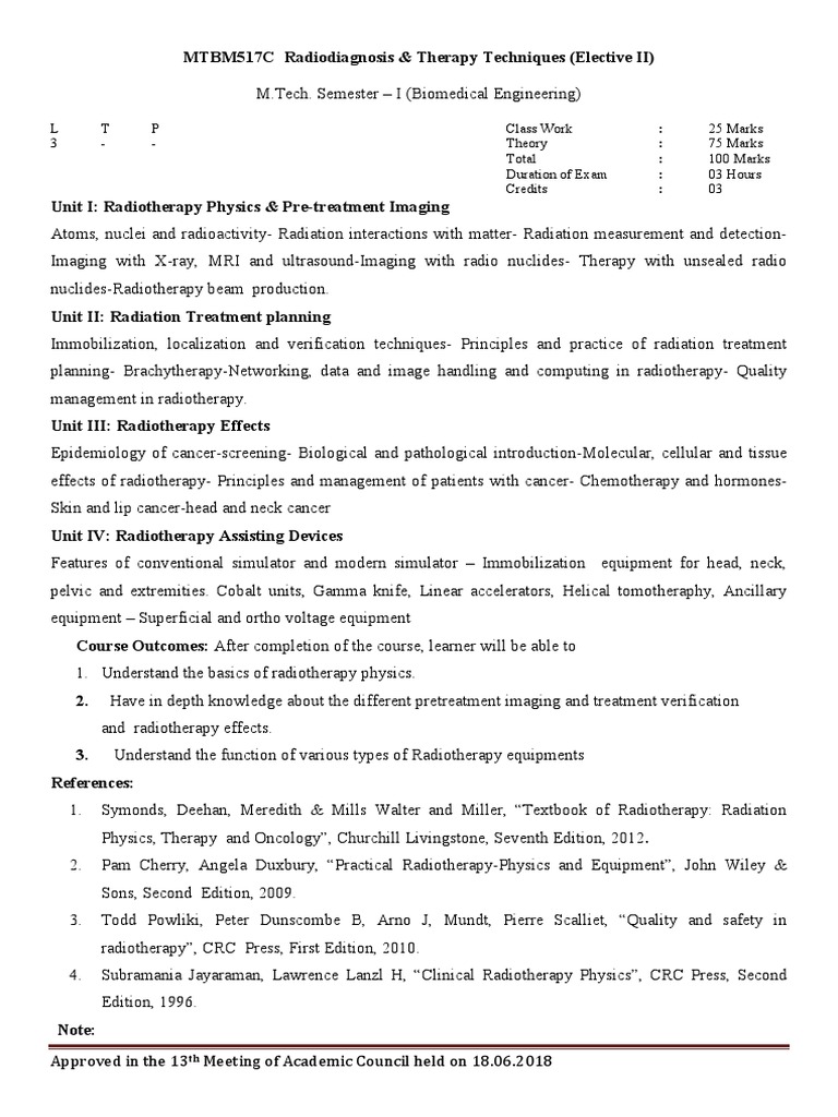 Radiodiagnosis Syllabus PDF Radiation Therapy Medical Imaging