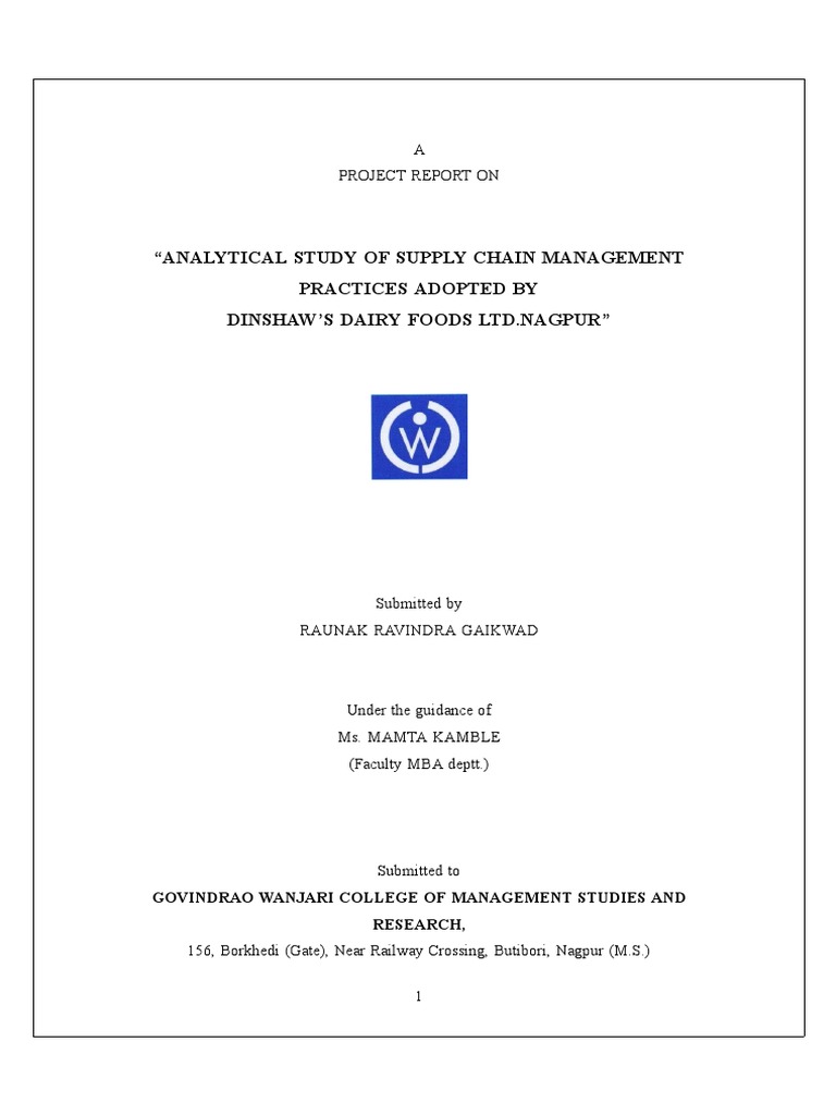 Final Project On Supply Chain | PDF | Milk | Packaging And Labeling