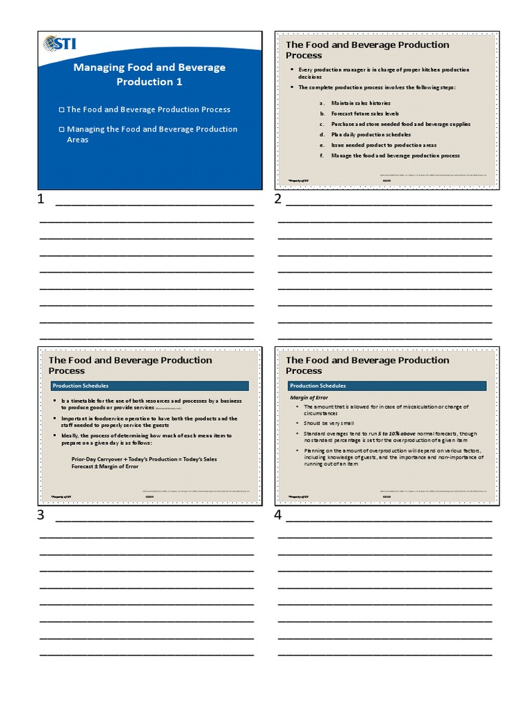 Managing Food and Beverage Production 1 PDF Foodservice Foods