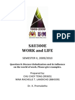 SAU300E Work and Life: SEMESTER II, 2009/2010
