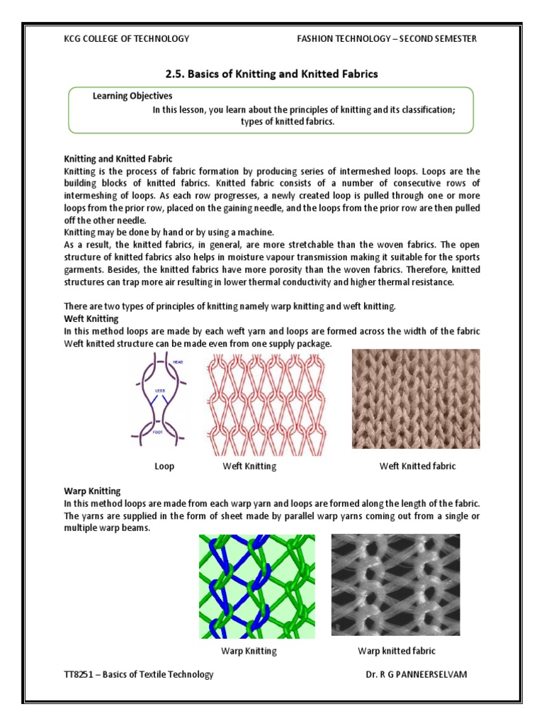 2.5 - Basics of Fabric Production (Knitting), PDF