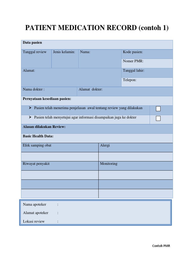Contoh Catatan PMR Pasien | PDF