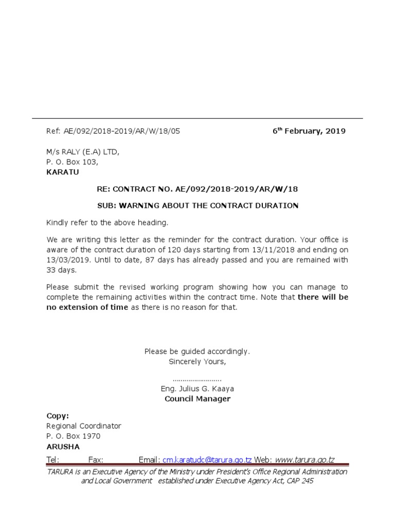 Contract Duration Warning Notice | PDF