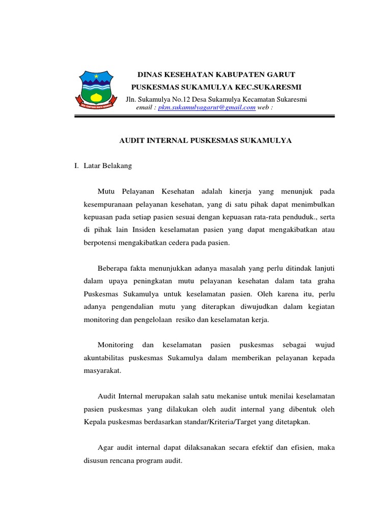 Audit Internal Puskesmas Sukamulya | PDF