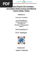 Customer Perception About Product & Services of Canara Bank