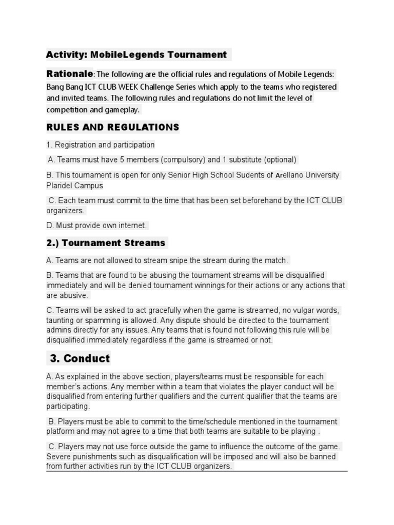 Activity Mobilelegends Tournament Rationale 3. Conduct PDF