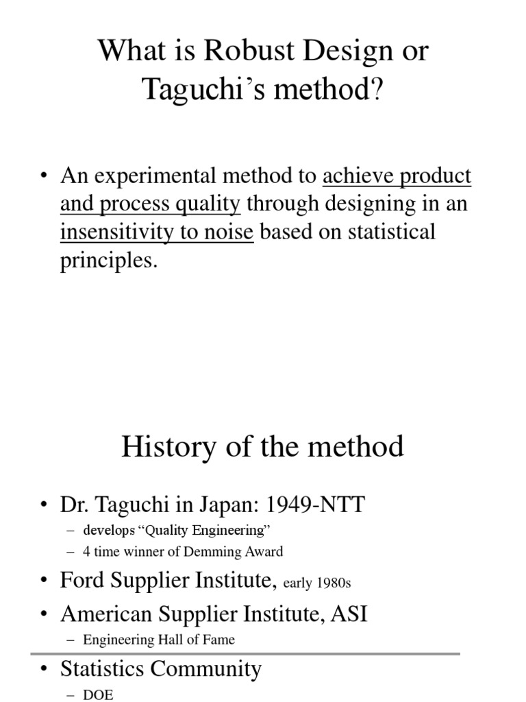 Understanding Taguchi Robust Design | PDF | Signal To Noise Ratio | Nature