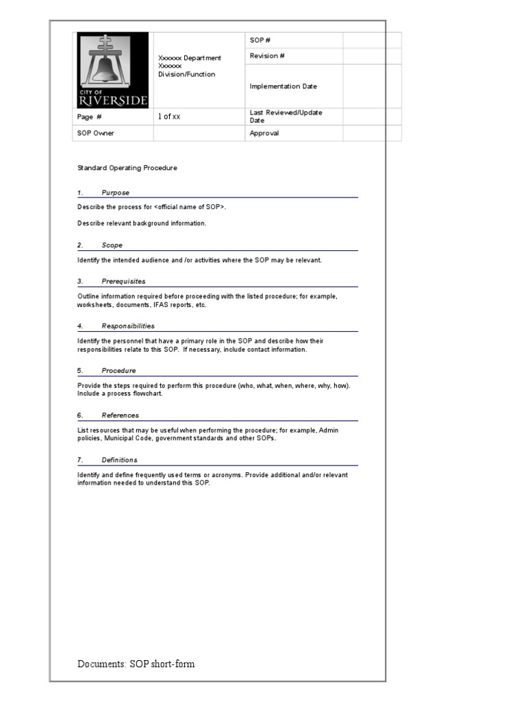 SOP Procedure Word Template | PDF