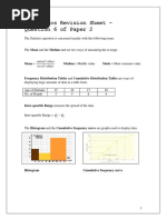 Statistics Revision Sheet - Question 6 of Paper 2: Values of No Values of Sum