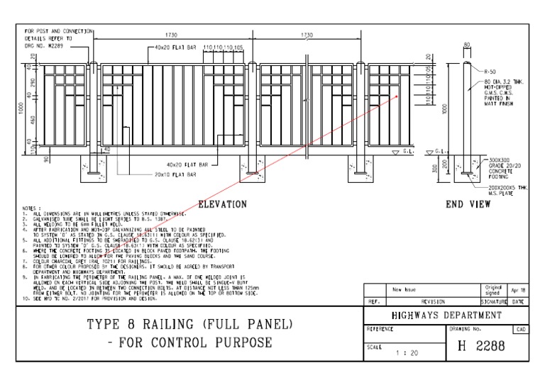 Type 8 Railing (Full Panel) : Elevation End View | PDF | Building ...