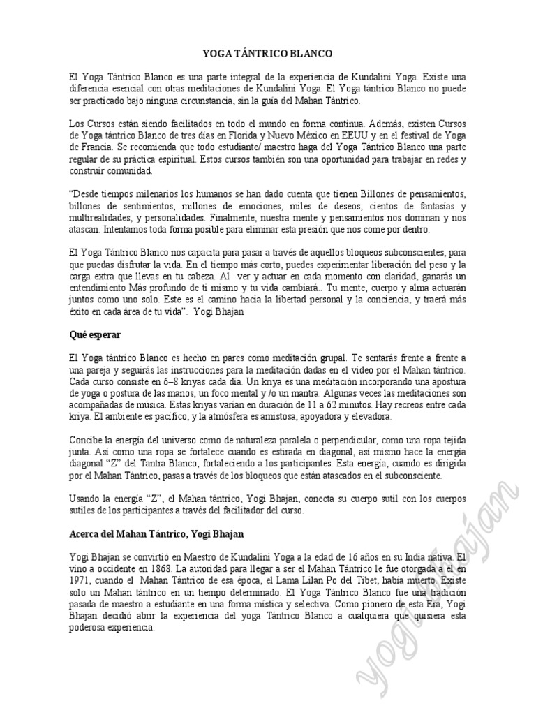 Yoga Tántrico Blanco: Guía y Cursos | PDF | Tantra | Yoga