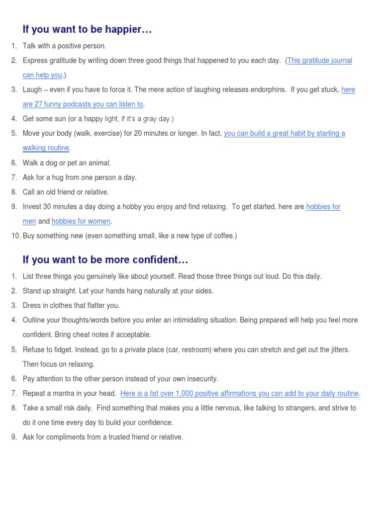 Tips for Happiness, Confidence, and Success | PDF