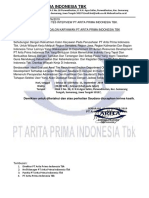 Surat Panggilan Tes Interview PT Arita Prima Indonesia Tbk.