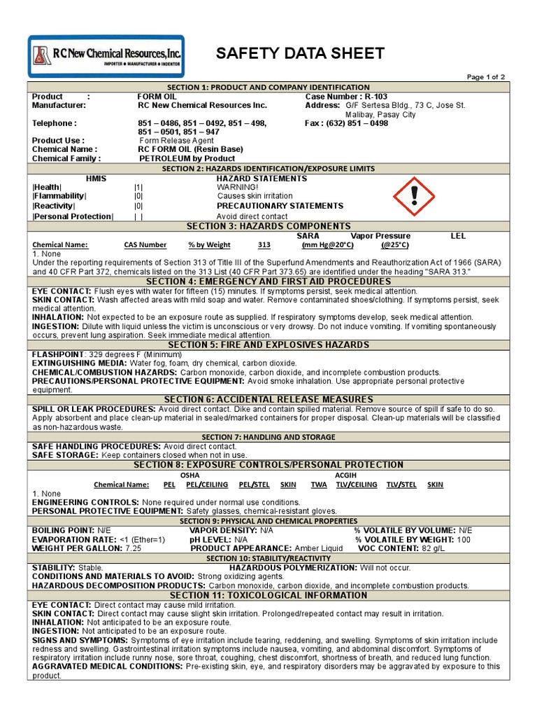 Safety Data Sheet Section 7 Handling and Storage PDF Volatile Organic Compound Combustion