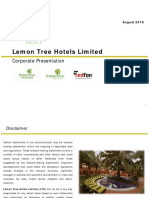 Lemon Tree Hotels August 2018 Corporate Presentation