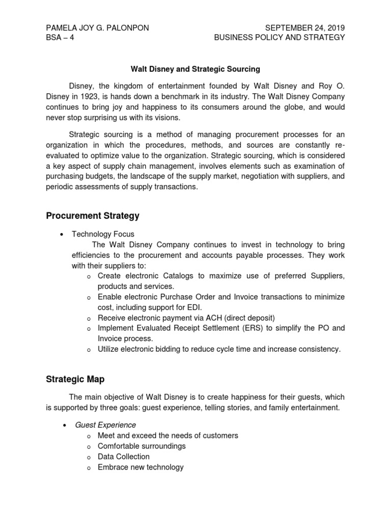 Disney's Strategic Sourcing Overview | PDF | Procurement | Supply Chain